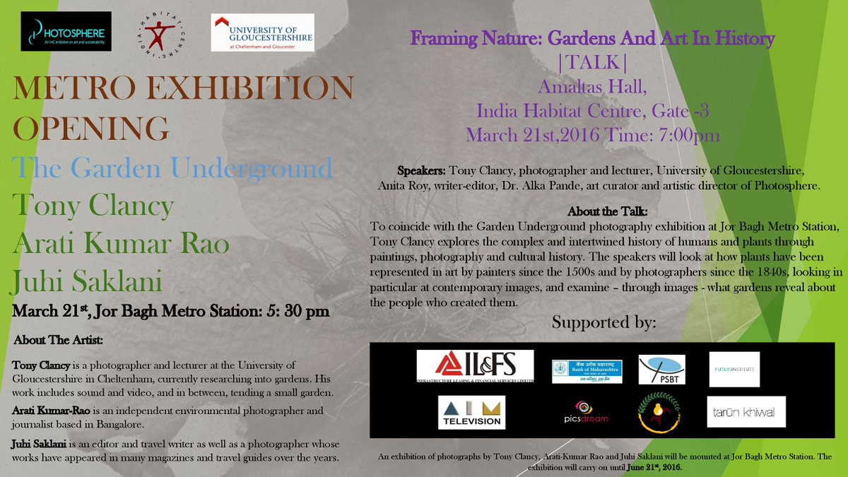 Framing Nature: Gardens and art in history.Dr Alka Pande in conversation with Tony Clancy & Anita Roy. 21 March,7pm