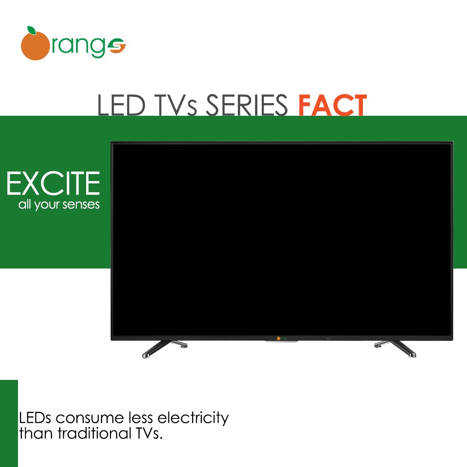 OrangeLEDTVs's tweet photo. Fact of the week- LEDs consume less electricity as compared to traditional TVs.. #Sigmapk #OrangeLED #TVFact https://t.co/yc10a5RGEL