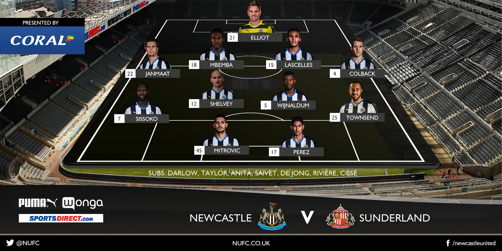 newcastle united fc on twitter team news here is how rafa benitez s newcastle united will line up in today s tyne wear derby nufc https t co 2jp6nprg9z twitter