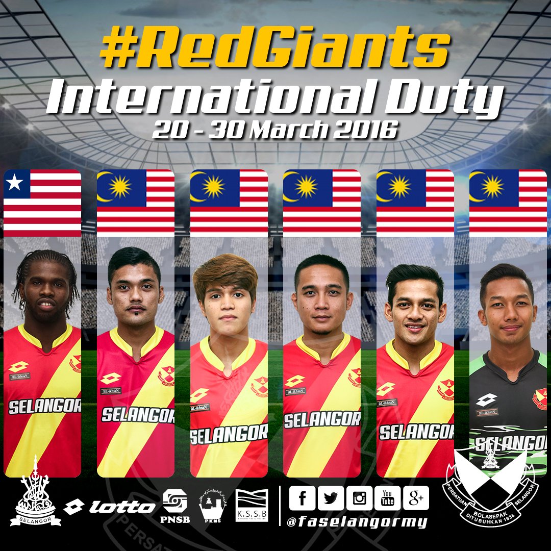 selangorfc's tweet photo. 6 #RedGiants are on international duty this week - WC/Asia Cup/Africa Cup of Nations qualifiers https://t.co/JaaLZO4hua