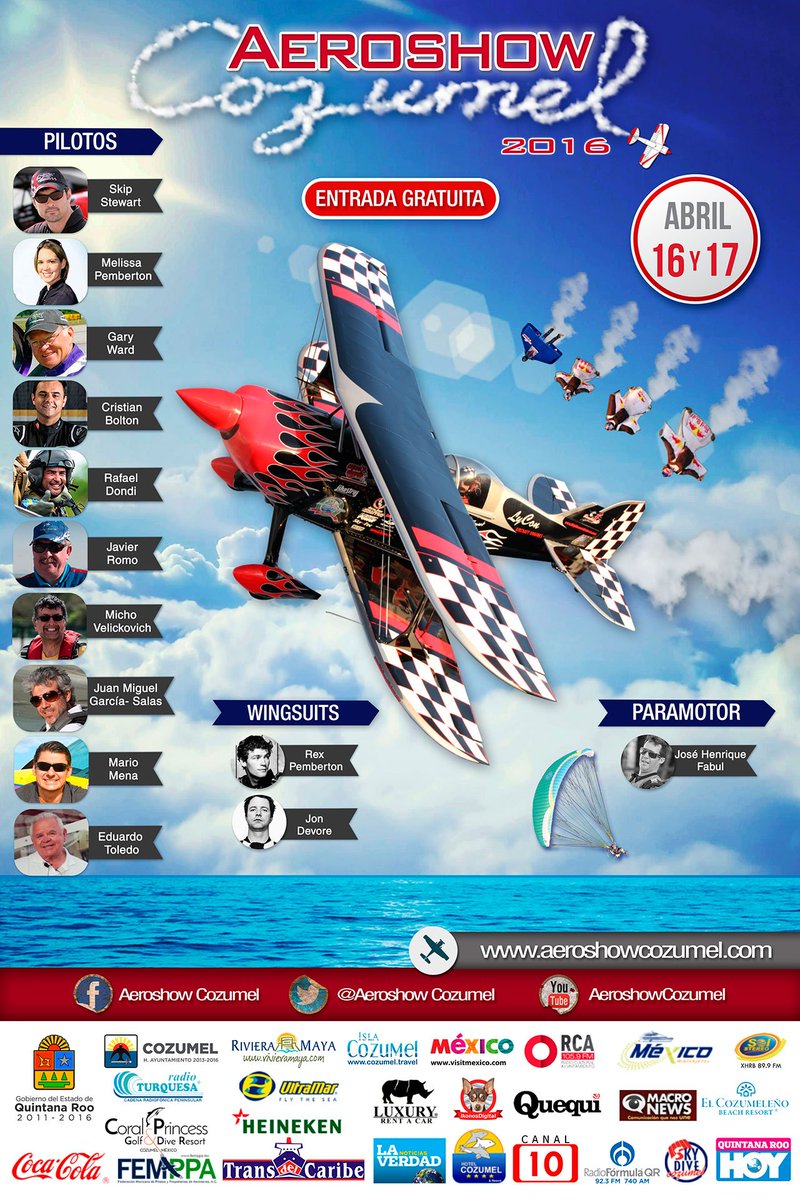 Tucanal10's tweet photo. Ya viene el mejor espectáculo de aviación @AeroshowCozumel 2016  no dejes de ir. 

Entrada Gratuita https://t.co/OD1uMmnill