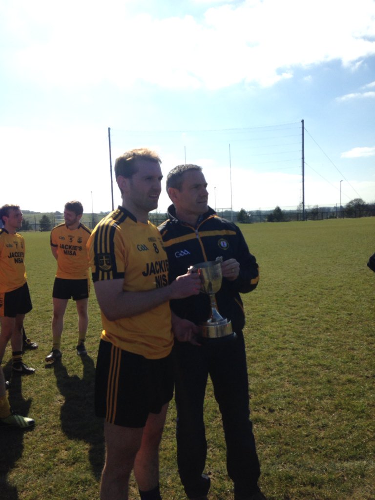 LoughmacroryGAA's tweet photo. Mark Mc Cullagh presented with Ulster Intermediate League cup by @CMcLStrabane https://t.co/d71jM1BBve