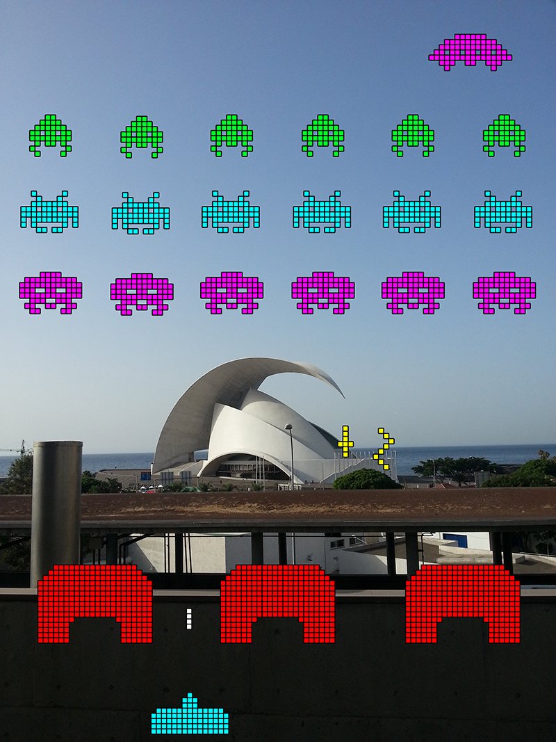 voxel_pacman's tweet photo. #QuieroenTLP un video mapping jugable de #VOXELinvadersReload sobre el Auditorio de Tenerife Adán Martín. https://t.co/uyqnSUKU95