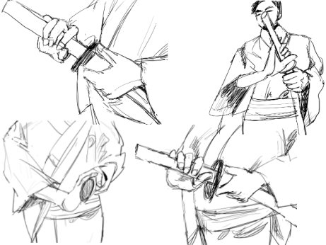 ダンドロ5 打刀を抜刀する手元