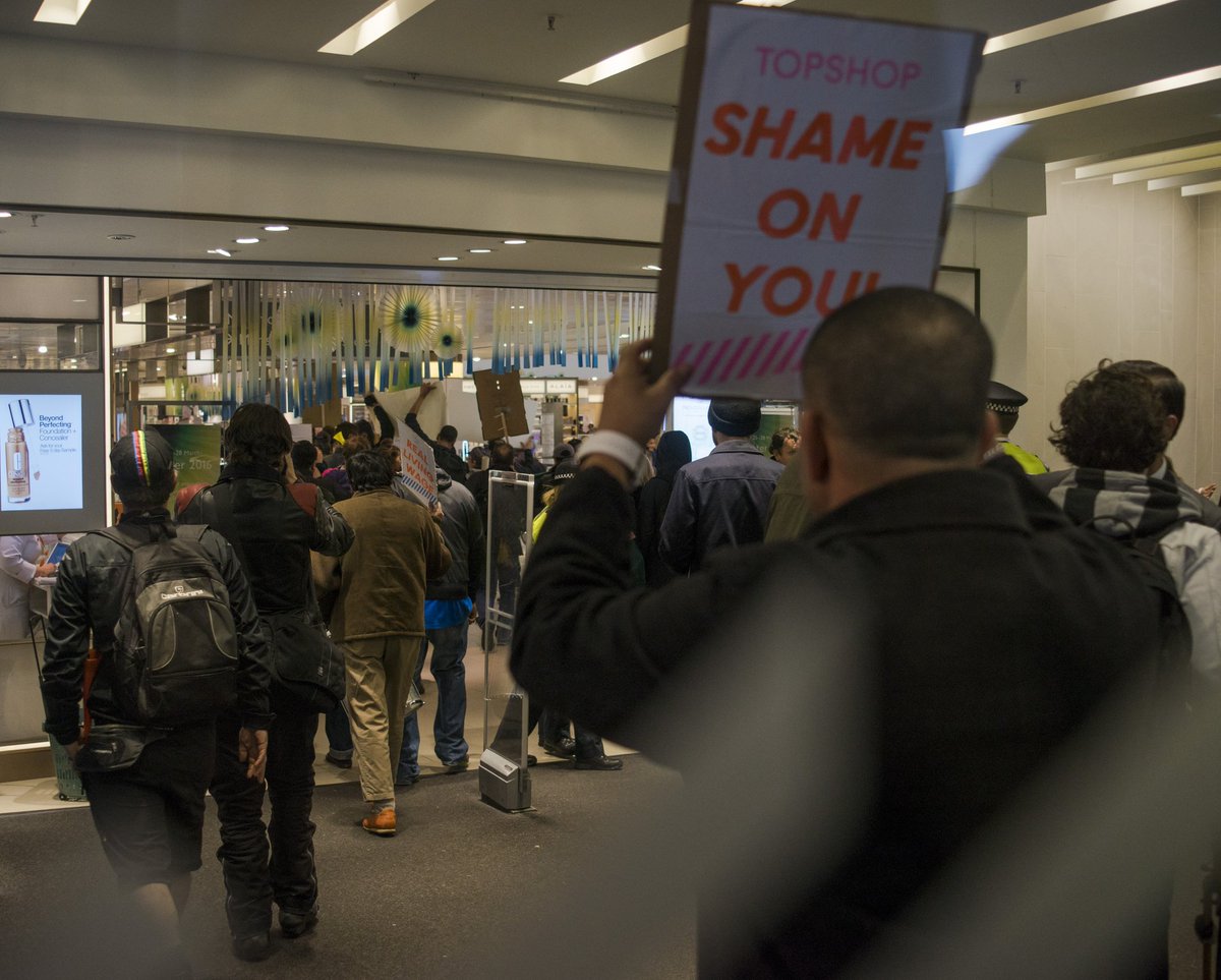 PriorConstruct's tweet photo. Surplus frames from #livingwage protest demonstrating in John Lewis #Topshop #UVWunion #Dis_PPL_Protest #resistunite https://t.co/0I2WSji8Lh