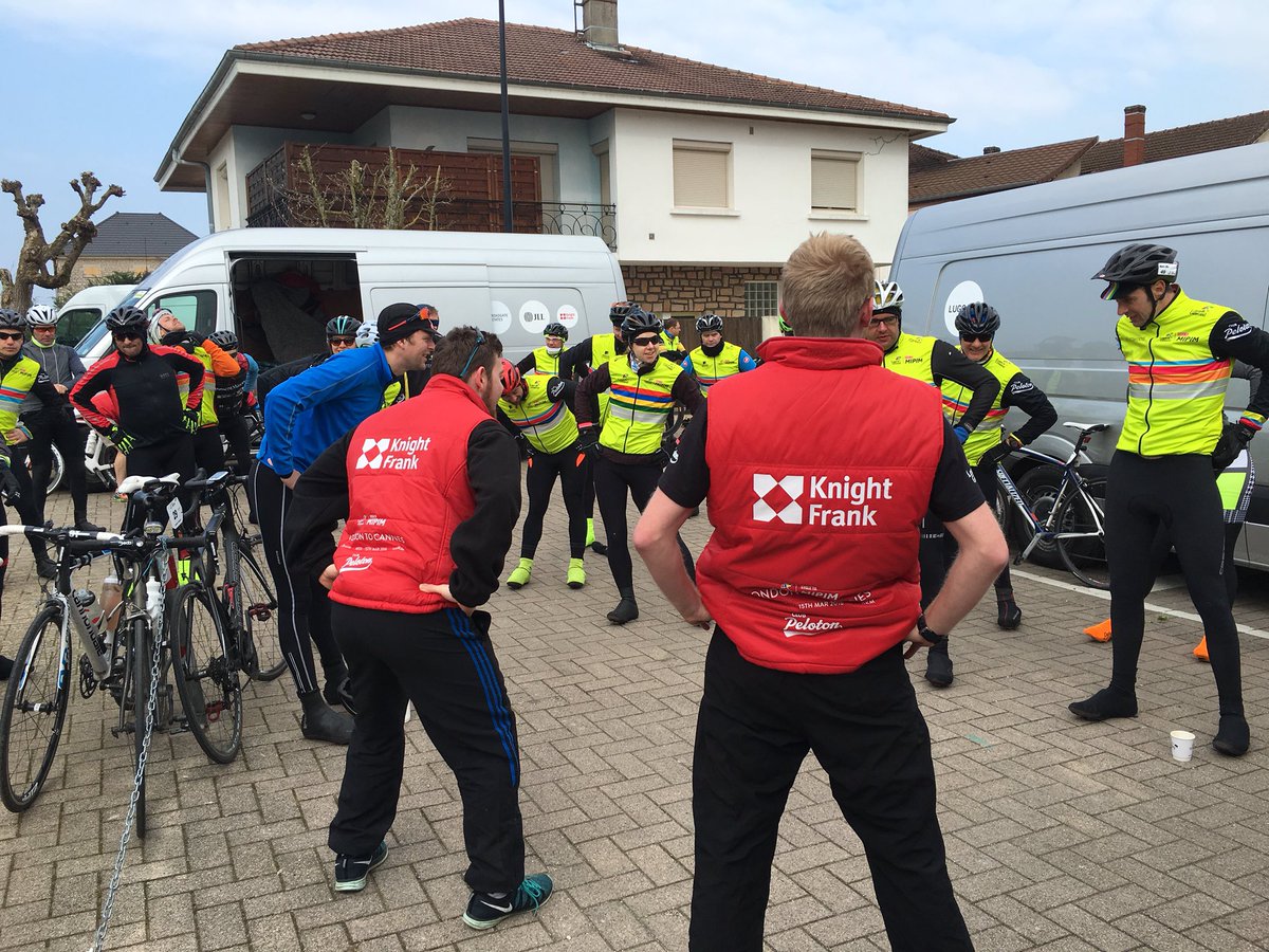 A cold and early lunch at Cormoz then it's time for Stage 3, led out by <a href="/AvivaUK/">Aviva UK</a> and <a href="/ElliottWood_/">Elliott Wood</a> #CycletoMIPIM