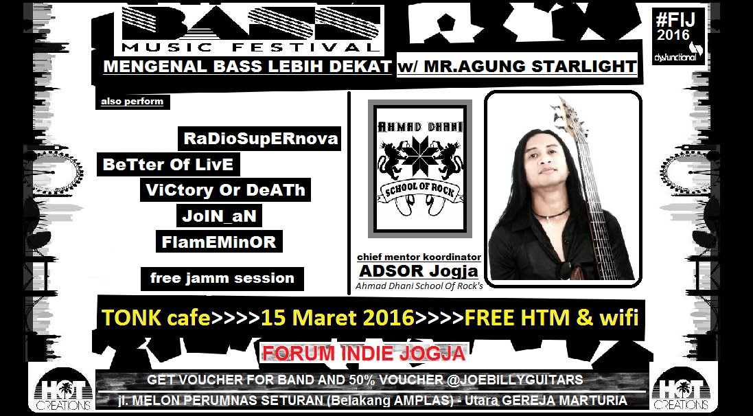 <a href="/aryadrev/">Arya d'revdama</a> "Bass music fest,Mengenal Bass lebih dekat,w/ Mr Agung Adsor"|Selasa,15/03/16 19.00 WIB|htm:free
