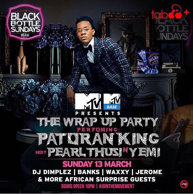 MTVBaseSouth's tweet photo. #BaseParty
Planning Reminder ~ party with us tonight @Taboo_jhb #WrapUpParty #blackbottlesSunday @patorankingfire https://t.co/6jdPajEJtW