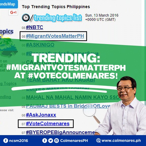 ColmenaresPH's tweet photo. Tapos na po ang forum, start na ang Migrante de Avance. Trending tayo kanina, Team Abroad! #MigrantVotesMatterPH https://t.co/JpIsPU6psk