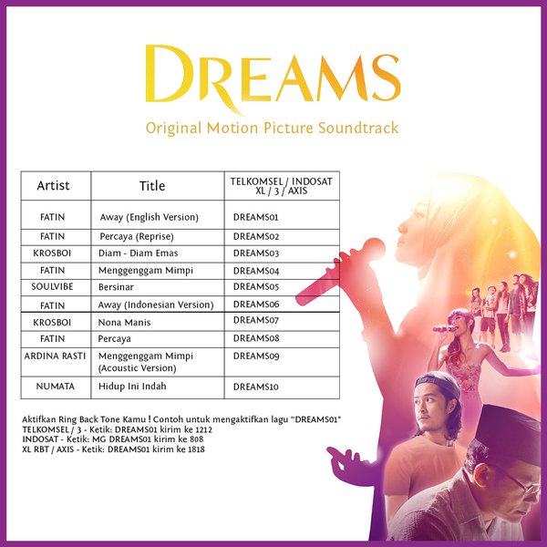 Aktifkan RBT Soundtrack <a href="/FilmDreamsID/">Film Dreams ID</a> di handphone kamu biar tambah kereen! cc: <a href="/FatinSL/">Fatin Shidqia Lubis</a> <a href="/SonyMusicID/">Sony Music Indonesia</a>