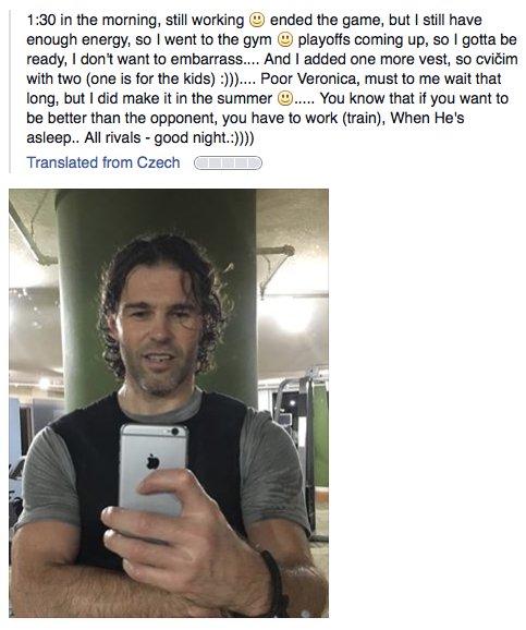 urheilucast's tweet photo. Mihin Jagr meni voittomatsin jälkeen? 
Salille, koska playoff-aika on edessä, eikä hän halua pettää jengiä. #NHLfi https://t.co/t4CqRLyznz