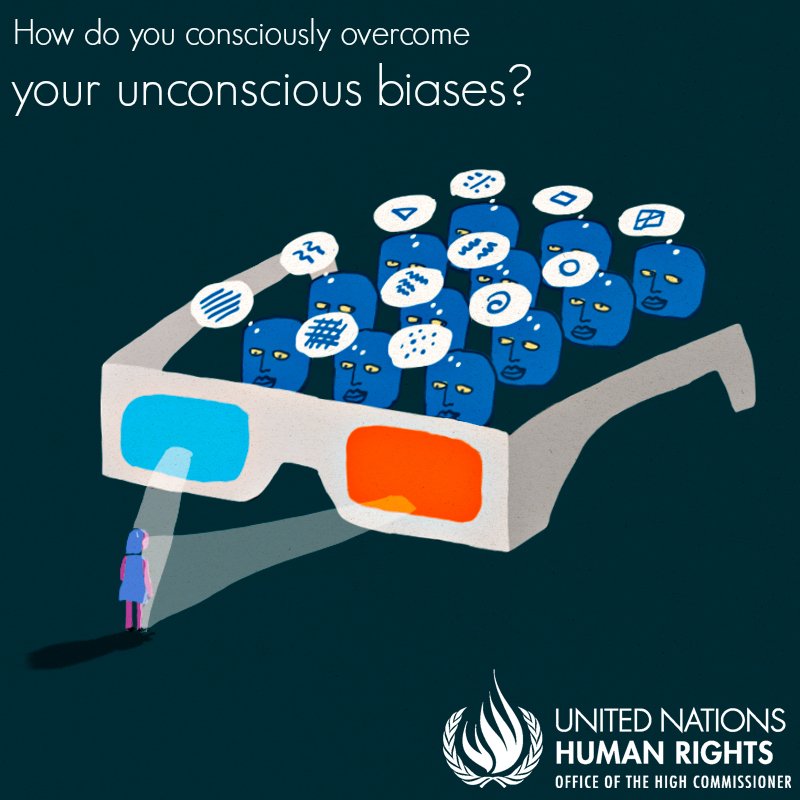 UNHumanRights's tweet photo. Advancing #humanrights &amp; equality requires identifying &amp; working on one's unconscious biases https://t.co/KVYlrB7zdw https://t.co/7TC3WDD8tt