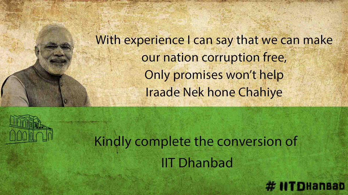 harshv008's tweet photo. Fulfill your promise!!!Convert ISM to IIT
#tableIITamendact
#IITDhanbad
@PMOIndia 
@HRDMinistry 
@smritiirani https://t.co/jVz4tyitIp