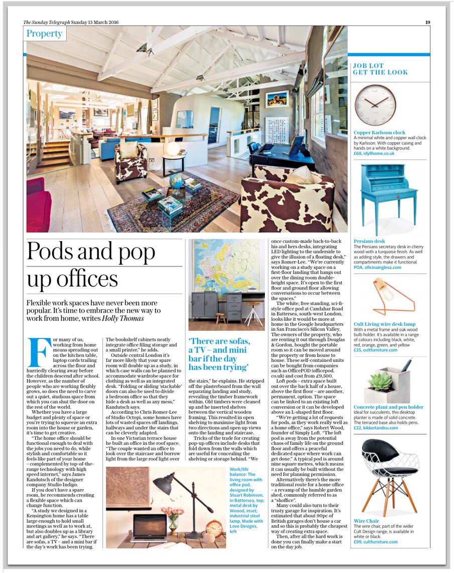 StudioOctopi's tweet photo. #StudioOctopi's @chrisromerlee quoted in @Telegraph today thanks to @holly_thomas_ #homes #living https://t.co/elx7TSBUjF