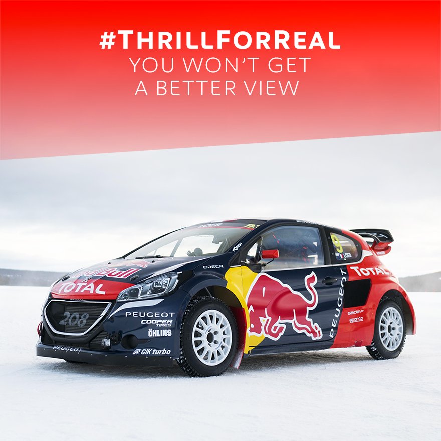 Peugeot's tweet photo. Last chance: Tweet @Peugeot + #ThrillForReal to get your chance to see team @Peugeot_Hansen and the #Peugeot208WRX! https://t.co/IujQZv8c35