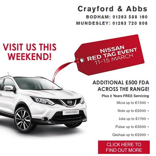 CrayfordandAbbs's tweet photo. Still two more days of big savings at our #RedTagEvent! Call 01263588160 or click here https://t.co/HIvZWoXdd0 https://t.co/2O5e0tBekW