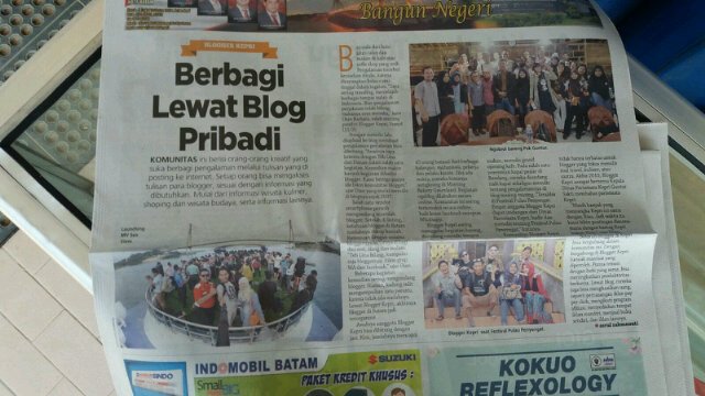 fadliuno's tweet photo. Kompasianer dan Blogger Kepri eksis di Koran Sindo @KarimunInfo @bataminfoo @kompasiana @nukman https://t.co/FlTBQ0J3Vb