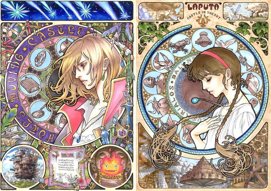 fubiz's tweet photo. Art-Nouveau inspired Portraits of Miyazaki Characters https://t.co/JLHnp7wh2L https://t.co/6rOmWveUVO