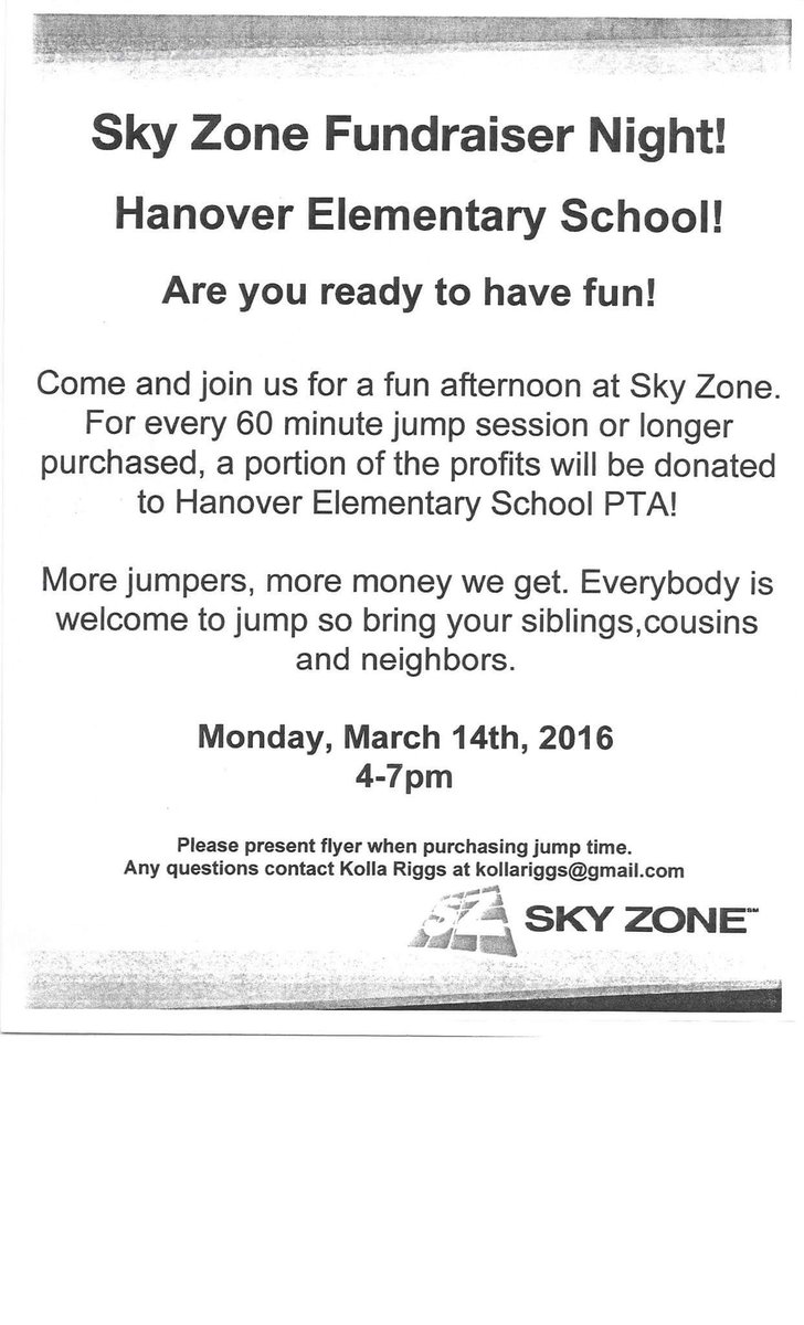 SKY ZONE TOMORROW! 
Bring this flyer!
