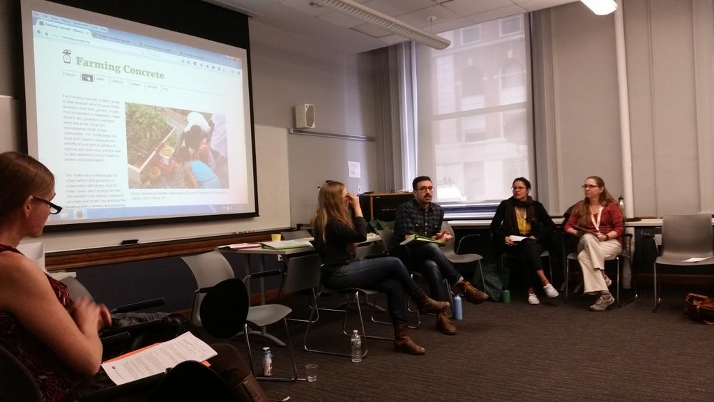 NYCCGC's tweet photo. .@maragittleman @farmingconcrete @SpaceOfFlows talk abt importance of DATA in #UrbanFarming. #JustFoodConference https://t.co/XZBiEukaWZ