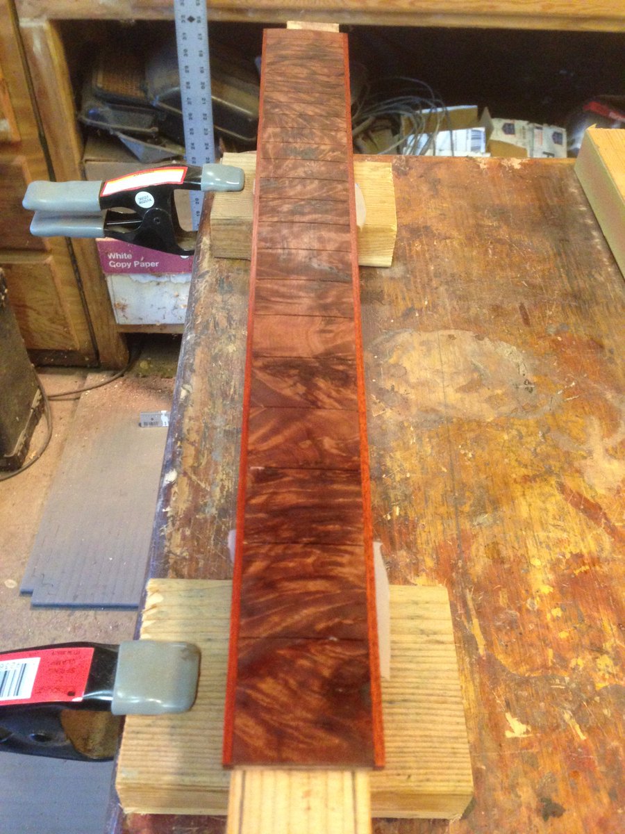 ascustomguitars's tweet photo. burl #fretboard with bloodwood binding for current build #customguitar #guitarbuilder #guitarmaker #guitar https://t.co/aQv2Q9lQQN