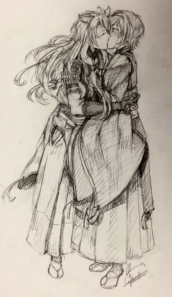 #刀剣乱舞 #小狐丸 #三日月宗近 #bl #腐女子 狐丸x三日月(｡･ω･｡)ﾉ♡ loving them！