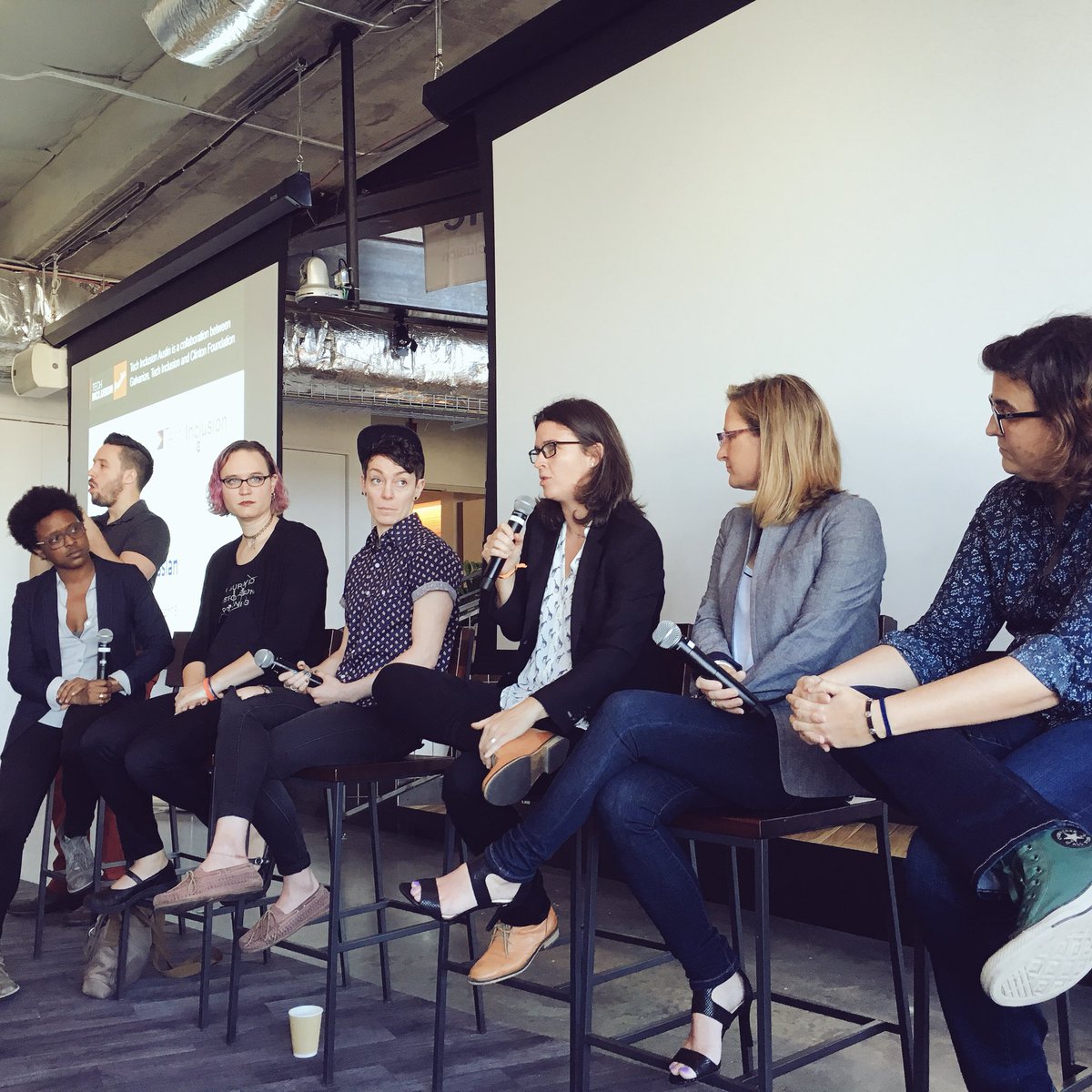 mbrianaepler's tweet photo. Powerful group on at #LGBTQIA panel. Missed u #RickHess! @savannidgerinel @lepitts @meganrosedickey #techinclusion16 https://t.co/X3bQB3jLSU