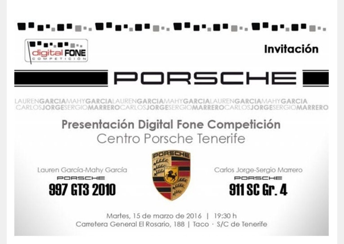 MahyGarcia's tweet photo. No faltéis. Les esperamos! #DigitalFone #Porsche https://t.co/wk2CwtV2Ng