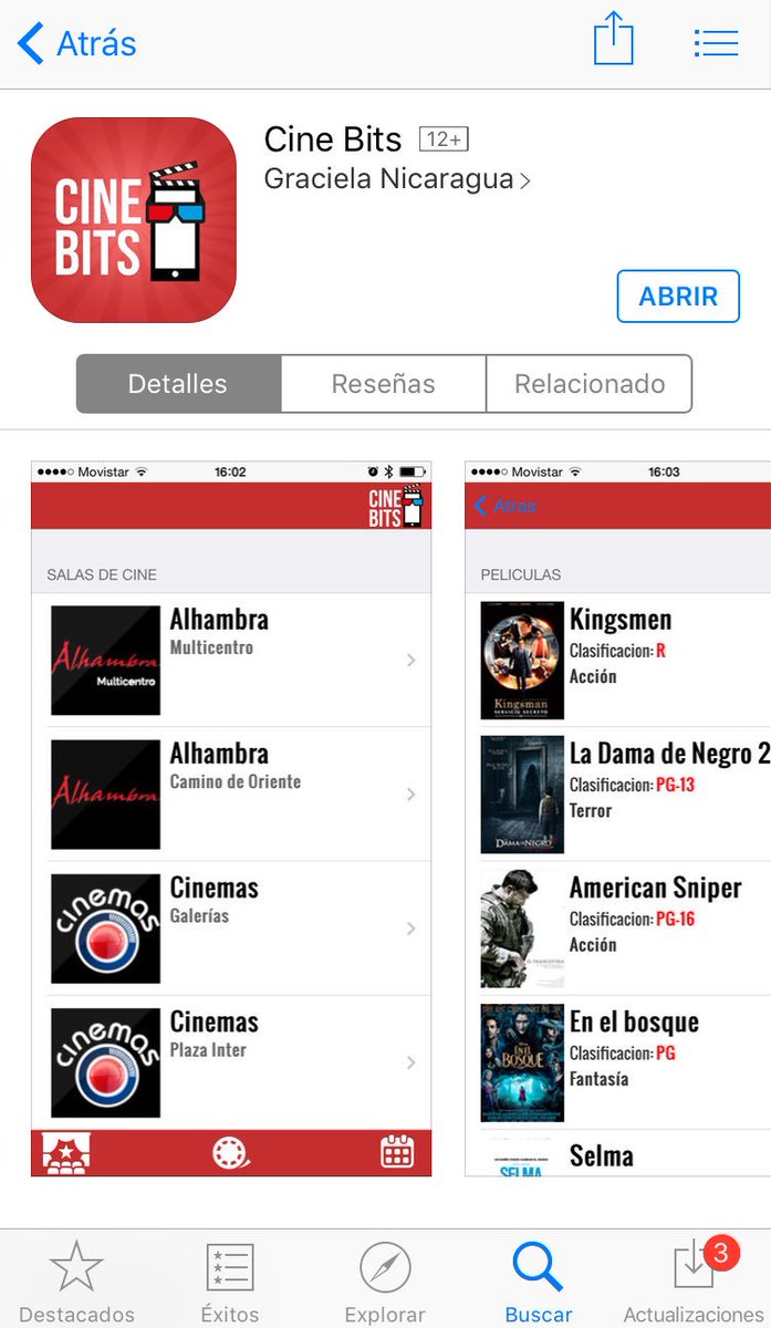 marcelalegria16's tweet photo. Para los amantes del cine les recomiendo descargar #CineBits es una aplicación 100% nicaragüense. https://t.co/cT25njoWvp