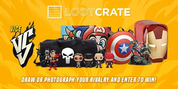 lootcrate's tweet photo. You VS…? Don’t forget to upload your #ViceVersus to https://t.co/dG1AoHx8j6 by March 20th for your chance to win! https://t.co/OtTA9DpAGR