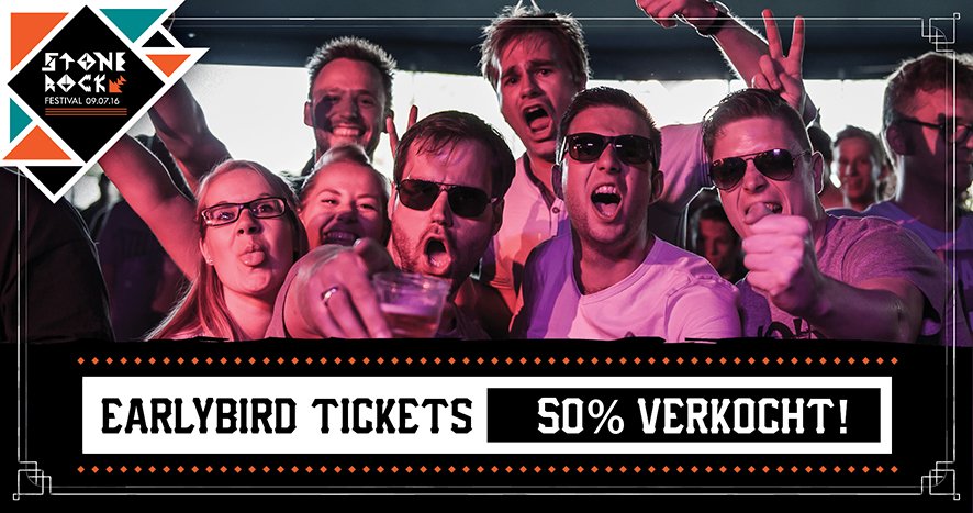 StoneRockNL's tweet image. GO BABY GO! De Earlybird Tickets vliegen als een raket de deur uit! Inmiddels zijn 50% van de tickets al verkocht!