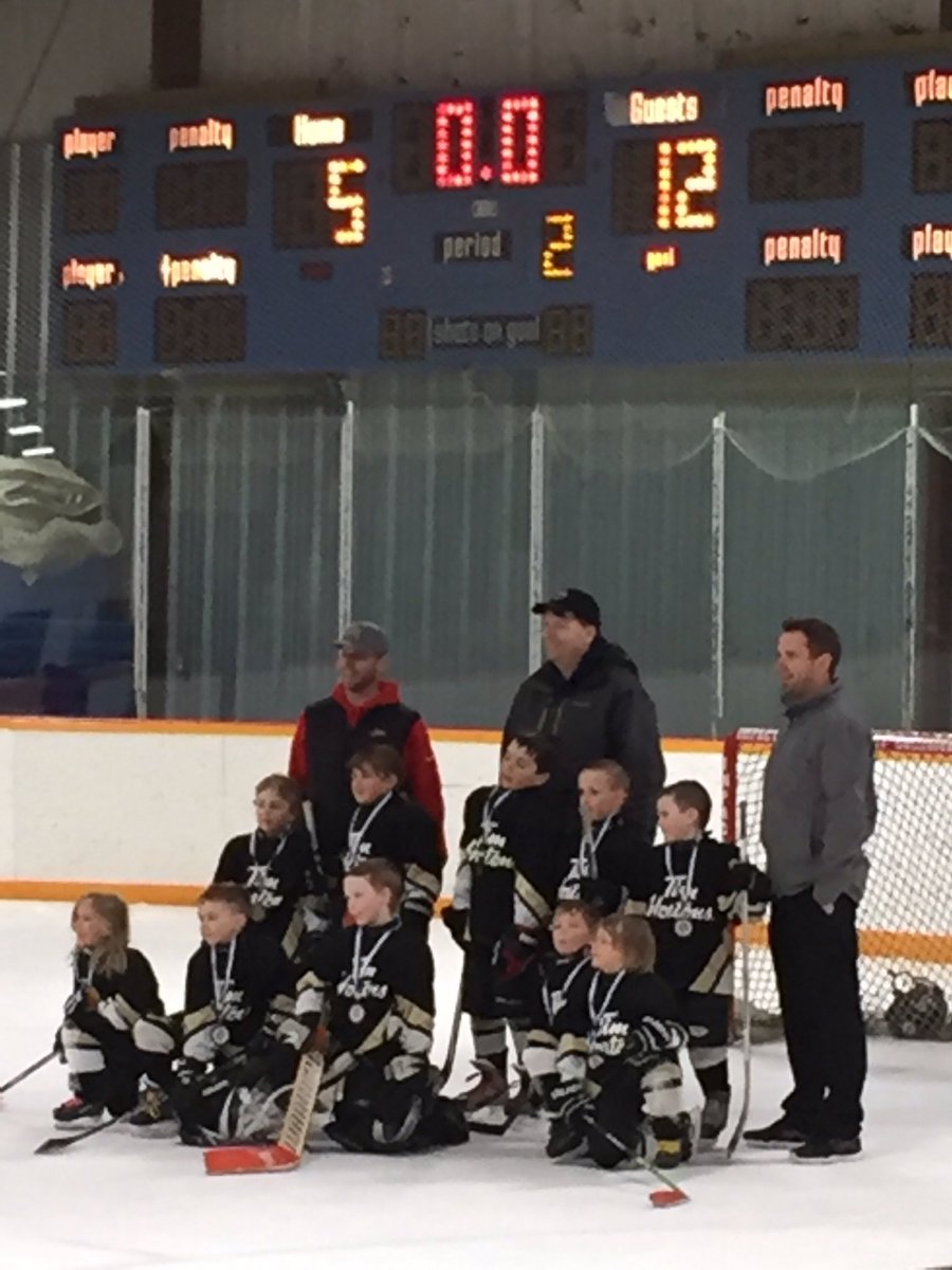 With snow on ground; golfers turn to hockey. Great 1st year for my son Connor ending with a huge win. #greatcoaches