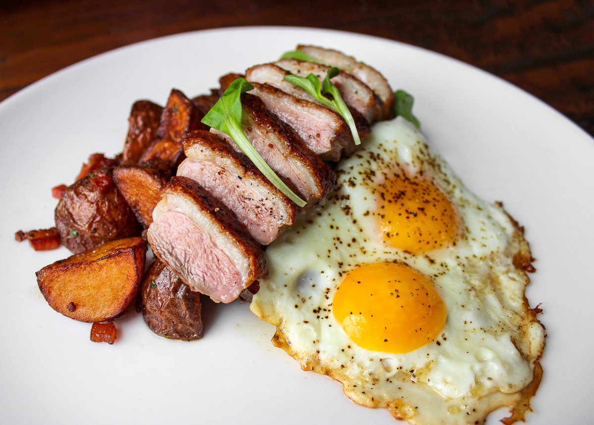 Pan Seared Duck Breast : guanciale-potato hash &amp; fried eggs #sundaybrunch