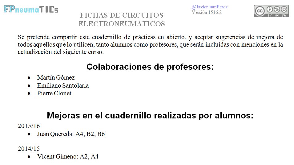 FPneumaTICs's tweet photo. Poco a poco llegan aportaciones para mejorar el cuadernillo d prácticas d #Electroneumatica https://t.co/yrCpndKWMw https://t.co/rxLremlJaW