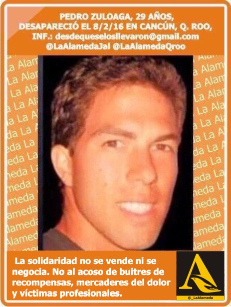 #TeBuscamos Pedro Zuloaga 29 años 8/2/16 #Cancún #QuintanaRoo  #911 <a href="/GenaroHita/">Genaro Hita</a>