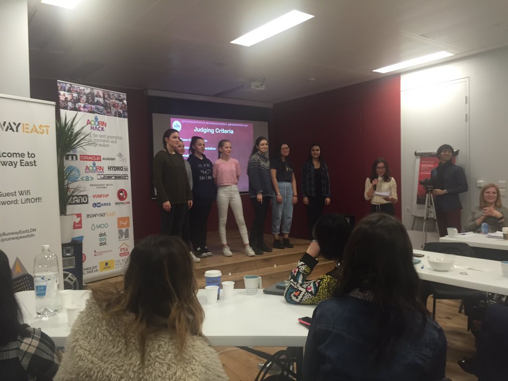 wendydevolder's tweet photo. #acornhackgirls commercial award goes to #chorify #gramer & #studybuddy - and will be pitching for real investors https://t.co/6KcPbmsa3s