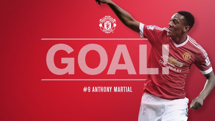 ManUtd's tweet photo. 83' - GOAL! #mufc 1 West Ham 1. @AnthonyMartial levels it up! https://t.co/FAJF3uZ8fj