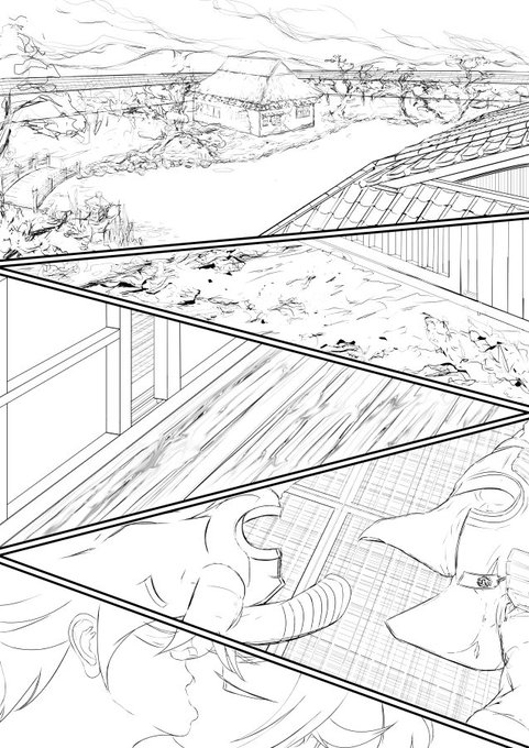 このページの線画はこれで終わり。明日は次のページのラフから。
月曜、淡々と無心で。水曜まで無心で。 