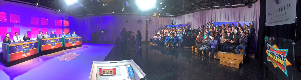 JasonNweather's tweet photo. All set for today's Academic Challenge recording. Packed house at @WEWS! #podiumview https://t.co/gW3DbgDyhb