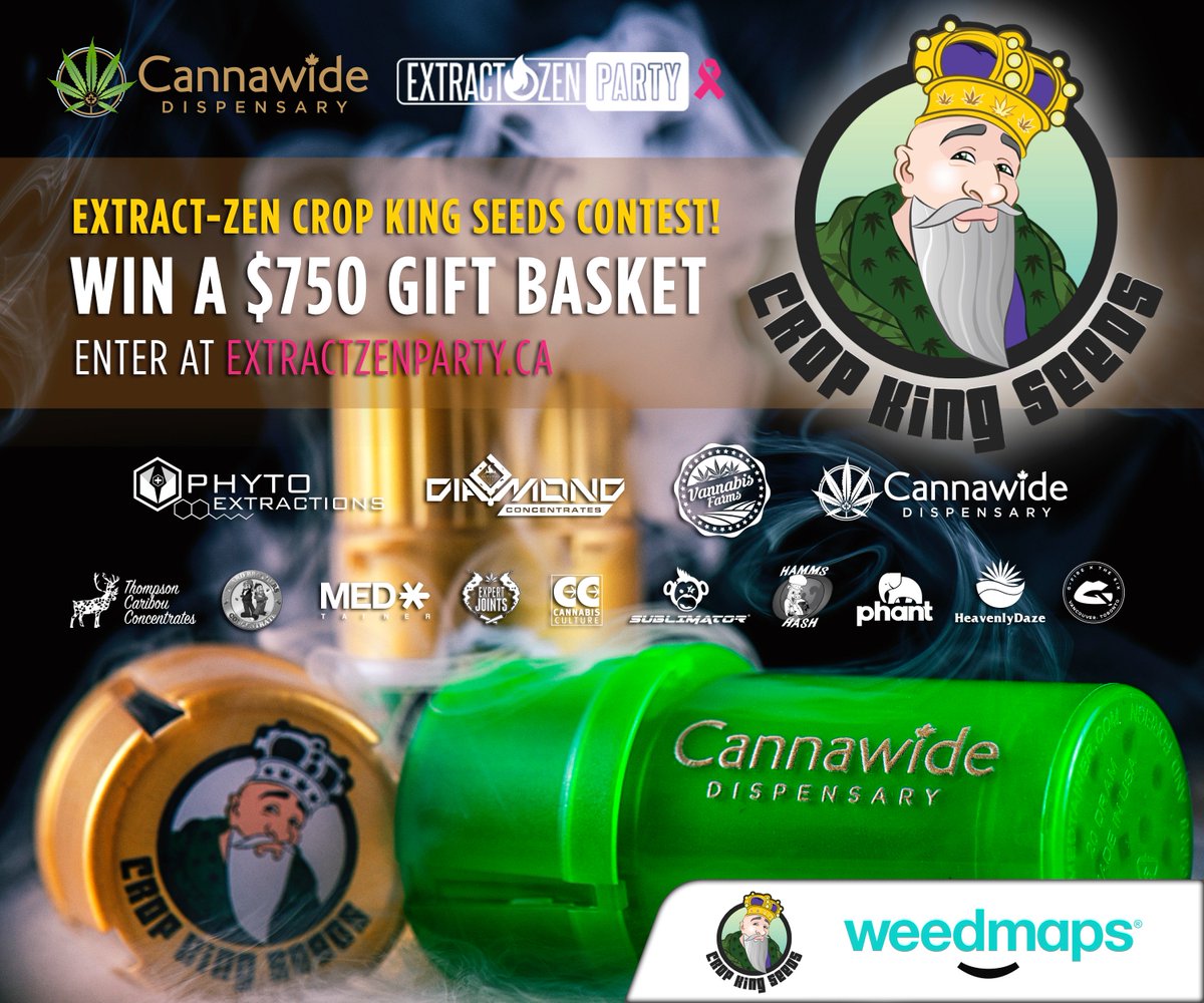 CannabisCulture's tweet photo. Win a $750 gift basket in the #Cannawide #ExtractZenParty #CropKingSeeds Contest - Enter at https://t.co/ZaG7hY7wCw https://t.co/q8MMbbtOGQ