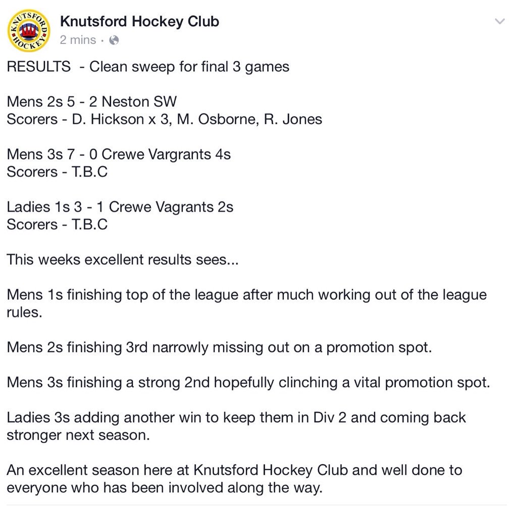 Excellent season for Knutsford Hockey #proudaspunch