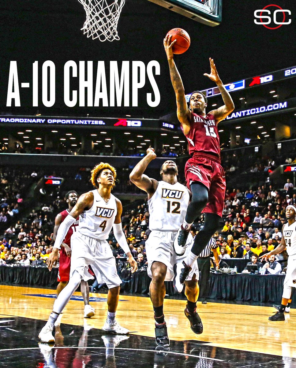 SportsCenter's tweet photo. A-10 Champs!

Saint Joe's is headed to Big Dance after taking its 4th A-10 championship with 87-74 victory over VCU. https://t.co/kQ4rZYO5Xw