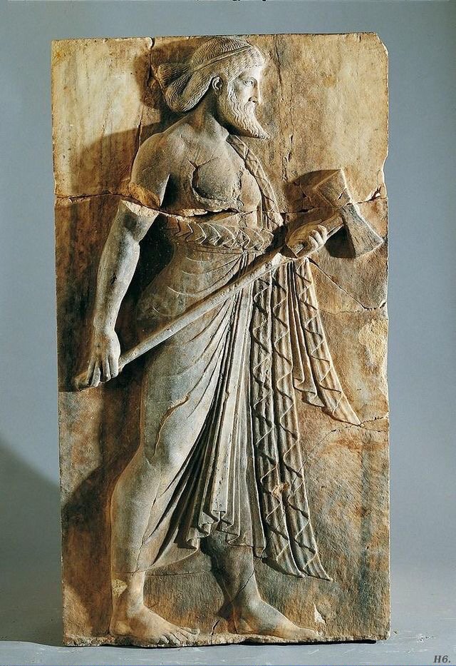 RT @EuropesHistory: Marble relief depicting Roman god of the forge, Vulcan, found in Herculaneum & dated to C1 AD
