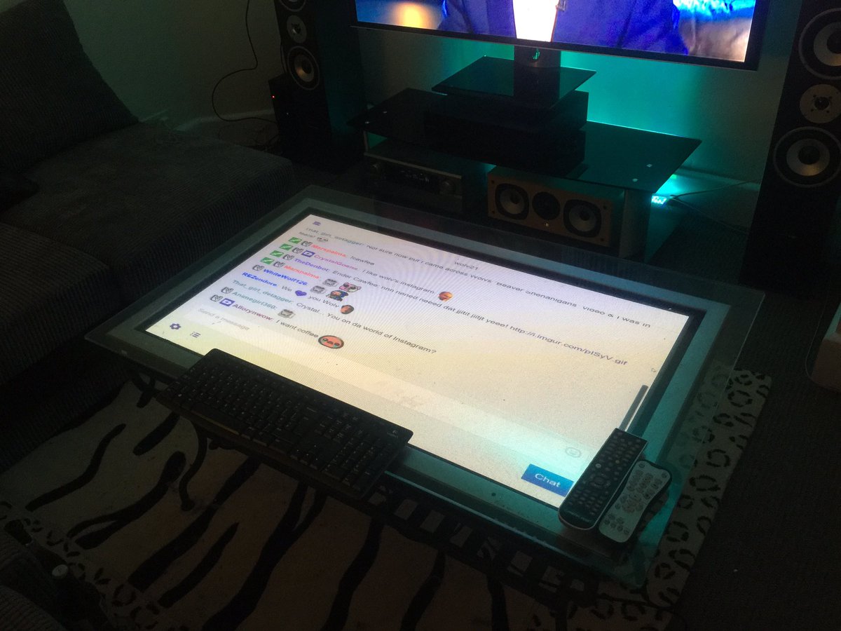 ImJesicat's tweet image. Woop the Twitch chat coffee table is complete ^_^