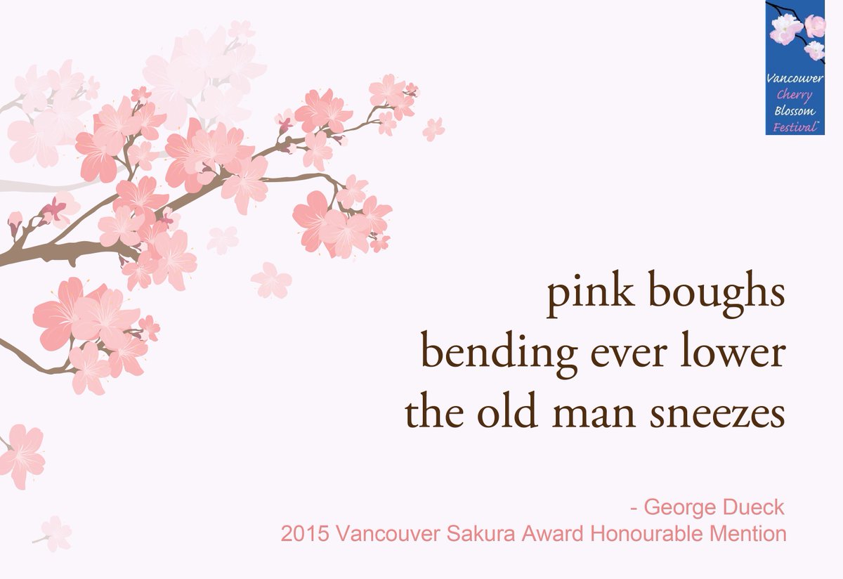 OfficialVCBF's tweet photo. This week's #SundayHaiku, is a #vcbf2015 Sakura Award Honourable Mention by George Dueck from Burnaby BC. #haiku https://t.co/bCs5XPaJ4I