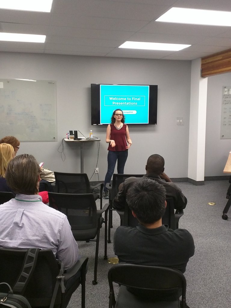 SWTempePhoenix's tweet photo. And we're off to the pitches, led by our Startup Spirit Guide, Jess! #swtempephx https://t.co/o7tZUKhxM3