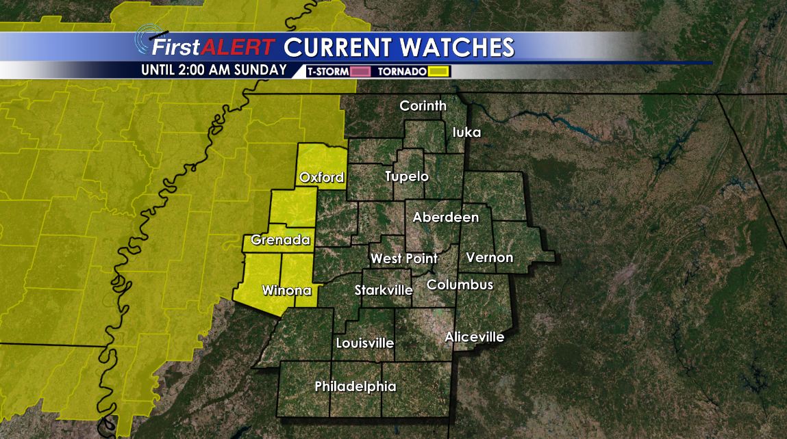 WCBIWEATHER's tweet photo. Tornado Watch for Carroll, Grenada, Lafayette, Montgomery, and Yalobusha County until 2:00 AM on Sunday. https://t.co/tZo1B6VoSA