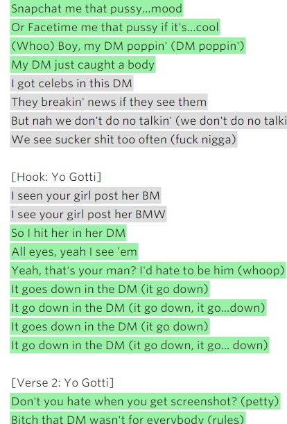equityinmusic's tweet photo. Lyrics from Down In The DM by Yo Gotti. It shows women being treated inappropriately. Use #musicequity to stop this. https://t.co/KIwqsKZAar