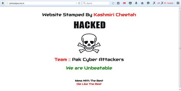 timesofindia's tweet photo. Pak hacker defaces Raipur AIIMS site, says all Indian governement sites on target
https://t.co/MxxzPlnVmg https://t.co/DHuv9Cphne