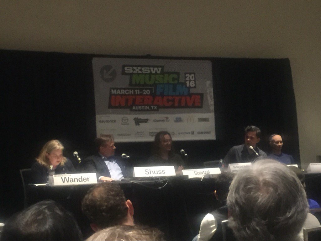 tommcADman's tweet photo. Yes there is a robot on the panel. #Sophia #t3SXSW https://t.co/TuhCs1uCyW